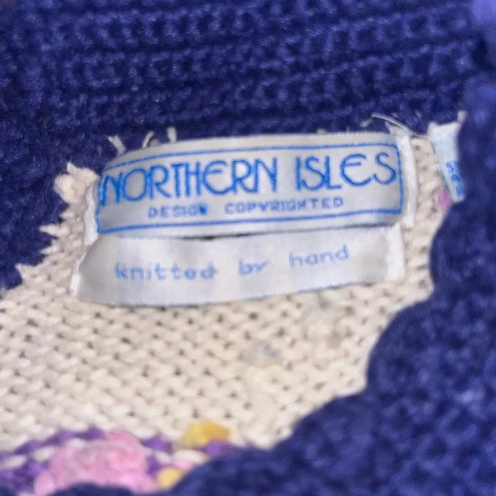 Vintage Floral Thick Knit Northern Isles Cotton Sweater XL